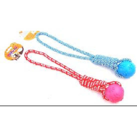 Pet rope/ball toy, 40cm, assor